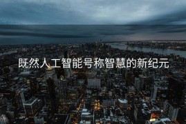 既然人工智能号称智慧的新纪元