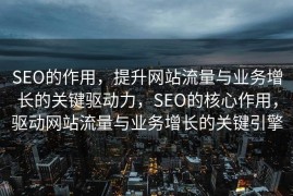 SEO的作用，提升网站流量与业务增长的关键驱动力，SEO的核心作用，驱动网站流量与业务增长的关键引擎