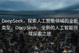 DeepSeek，探索人工智能领域的全新类型，DeepSeek，全新的人工智能领域探索之旅