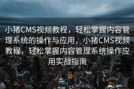小猪CMS视频教程，轻松掌握内容管理系统的操作与应用，小猪CMS视频教程，轻松掌握内容管理系统操作应用实战指南