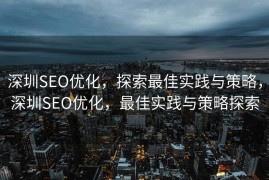 深圳SEO优化，探索最佳实践与策略，深圳SEO优化，最佳实践与策略探索