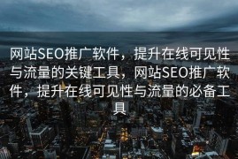 网站SEO推广软件，提升在线可见性与流量的关键工具，网站SEO推广软件，提升在线可见性与流量的必备工具