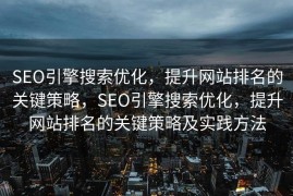 SEO引擎搜索优化，提升网站排名的关键策略，SEO引擎搜索优化，提升网站排名的关键策略及实践方法