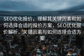 SEO优化报价，理解其关键因素和如何选择合适的报价方案，SEO优化报价解析，关键因素与如何选择合适方案