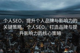 个人SEO，提升个人品牌与影响力的关键策略，个人SEO，打造品牌与提升影响力的核心策略