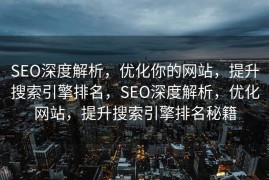 SEO深度解析，优化你的网站，提升搜索引擎排名，SEO深度解析，优化网站，提升搜索引擎排名秘籍