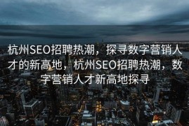 杭州SEO招聘热潮，探寻数字营销人才的新高地，杭州SEO招聘热潮，数字营销人才新高地探寻