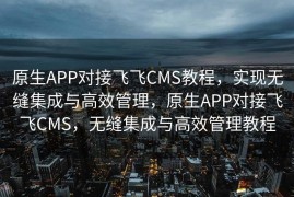 原生APP对接飞飞CMS教程，实现无缝集成与高效管理，原生APP对接飞飞CMS，无缝集成与高效管理教程