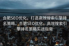 合肥SEO优化，打造高效搜索引擎排名策略，合肥SEO优化，高效搜索引擎排名策略实战指南