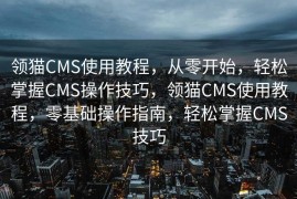 领猫CMS使用教程，从零开始，轻松掌握CMS操作技巧，领猫CMS使用教程，零基础操作指南，轻松掌握CMS技巧