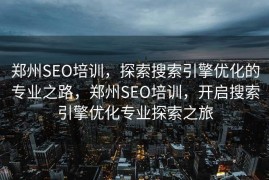 郑州SEO培训，探索搜索引擎优化的专业之路，郑州SEO培训，开启搜索引擎优化专业探索之旅