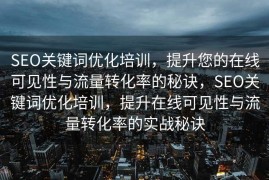 SEO关键词优化培训，提升您的在线可见性与流量转化率的秘诀，SEO关键词优化培训，提升在线可见性与流量转化率的实战秘诀