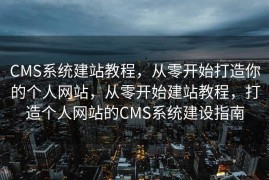 CMS系统建站教程，从零开始打造你的个人网站，从零开始建站教程，打造个人网站的CMS系统建设指南