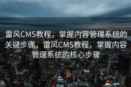 雷风CMS教程，掌握内容管理系统的关键步骤，雷风CMS教程，掌握内容管理系统的核心步骤