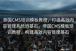 帝国CMS培训模板教程，打造高效内容管理系统的基石，帝国CMS模板培训教程，构建高效内容管理基石