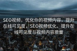 SEO视频，优化你的视频内容，提升在线可见度，SEO视频优化，提升在线可见度与视频内容质量