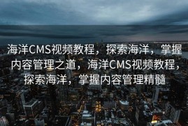 海洋CMS视频教程，探索海洋，掌握内容管理之道，海洋CMS视频教程，探索海洋，掌握内容管理精髓