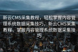新云CMS采集教程，轻松掌握内容管理系统数据采集技巧，新云CMS采集教程，掌握内容管理系统数据采集技巧