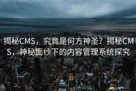 揭秘CMS，究竟是何方神圣？揭秘CMS，神秘面纱下的内容管理系统探究