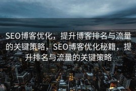 SEO博客优化，提升博客排名与流量的关键策略，SEO博客优化秘籍，提升排名与流量的关键策略
