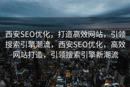西安SEO优化，打造高效网站，引领搜索引擎潮流，西安SEO优化，高效网站打造，引领搜索引擎新潮流