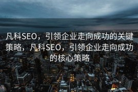 凡科SEO，引领企业走向成功的关键策略，凡科SEO，引领企业走向成功的核心策略