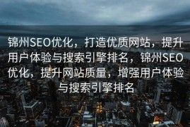 锦州SEO优化，打造优质网站，提升用户体验与搜索引擎排名，锦州SEO优化，提升网站质量，增强用户体验与搜索引擎排名