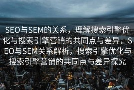 SEO与SEM的关系，理解搜索引擎优化与搜索引擎营销的共同点与差异，SEO与SEM关系解析，搜索引擎优化与搜索引擎营销的共同点与差异探究