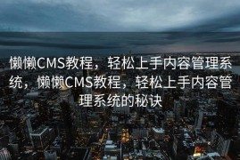 懒懒CMS教程，轻松上手内容管理系统，懒懒CMS教程，轻松上手内容管理系统的秘诀