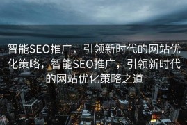 智能SEO推广，引领新时代的网站优化策略，智能SEO推广，引领新时代的网站优化策略之道