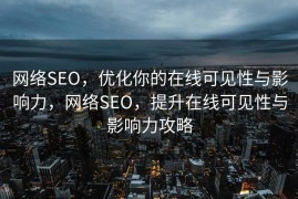 网络SEO，优化你的在线可见性与影响力，网络SEO，提升在线可见性与影响力攻略