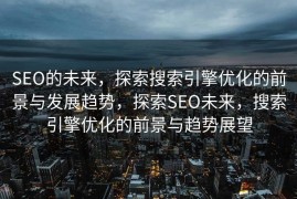 SEO的未来，探索搜索引擎优化的前景与发展趋势，探索SEO未来，搜索引擎优化的前景与趋势展望