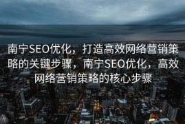 南宁SEO优化，打造高效网络营销策略的关键步骤，南宁SEO优化，高效网络营销策略的核心步骤