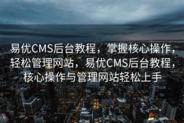 易优CMS后台教程，掌握核心操作，轻松管理网站，易优CMS后台教程，核心操作与管理网站轻松上手