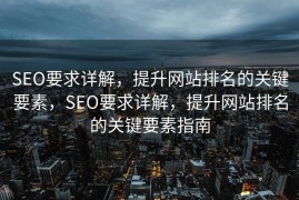 SEO要求详解，提升网站排名的关键要素，SEO要求详解，提升网站排名的关键要素指南