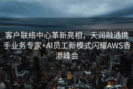 客户联络中心革新亮相，天润融通携手业务专家+AI员工新模式闪耀AWS香港峰会