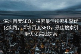 深圳百度SEO，探索最佳搜索引擎优化实践，深圳百度SEO，最佳搜索引擎优化实践探索