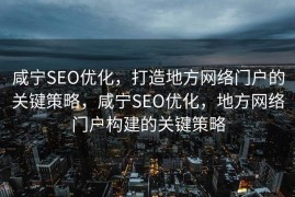 咸宁SEO优化，打造地方网络门户的关键策略，咸宁SEO优化，地方网络门户构建的关键策略