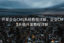 开发企业CMS系统教程详解，企业CMS系统开发教程详解