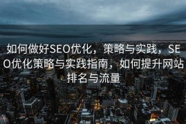 如何做好SEO优化，策略与实践，SEO优化策略与实践指南，如何提升网站排名与流量