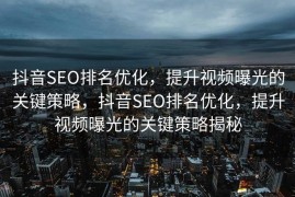 抖音SEO排名优化，提升视频曝光的关键策略，抖音SEO排名优化，提升视频曝光的关键策略揭秘