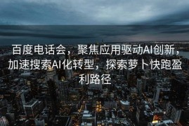 百度电话会，聚焦应用驱动AI创新，加速搜索AI化转型，探索萝卜快跑盈利路径