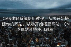 CMS建站系统使用教程，从零开始搭建你的网站，从零开始搭建网站，CMS建站系统使用教程