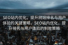 SEO站内优化，提升网站排名与用户体验的关键策略，SEO站内优化，提升排名与用户体验的制胜策略