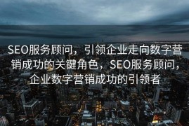 SEO服务顾问，引领企业走向数字营销成功的关键角色，SEO服务顾问，企业数字营销成功的引领者