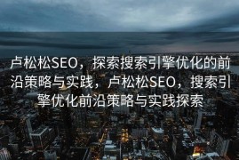 卢松松SEO，探索搜索引擎优化的前沿策略与实践，卢松松SEO，搜索引擎优化前沿策略与实践探索