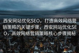 西安网站优化SEO，打造高效网络营销策略的关键步骤，西安网站优化SEO，高效网络营销策略核心步骤揭秘