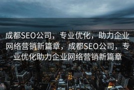 成都SEO公司，专业优化，助力企业网络营销新篇章，成都SEO公司，专业优化助力企业网络营销新篇章