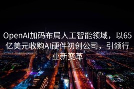 OpenAI加码布局人工智能领域，以65亿美元收购AI硬件初创公司，引领行业新变革