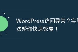 WordPress访问异常？实用方法帮你快速恢复！